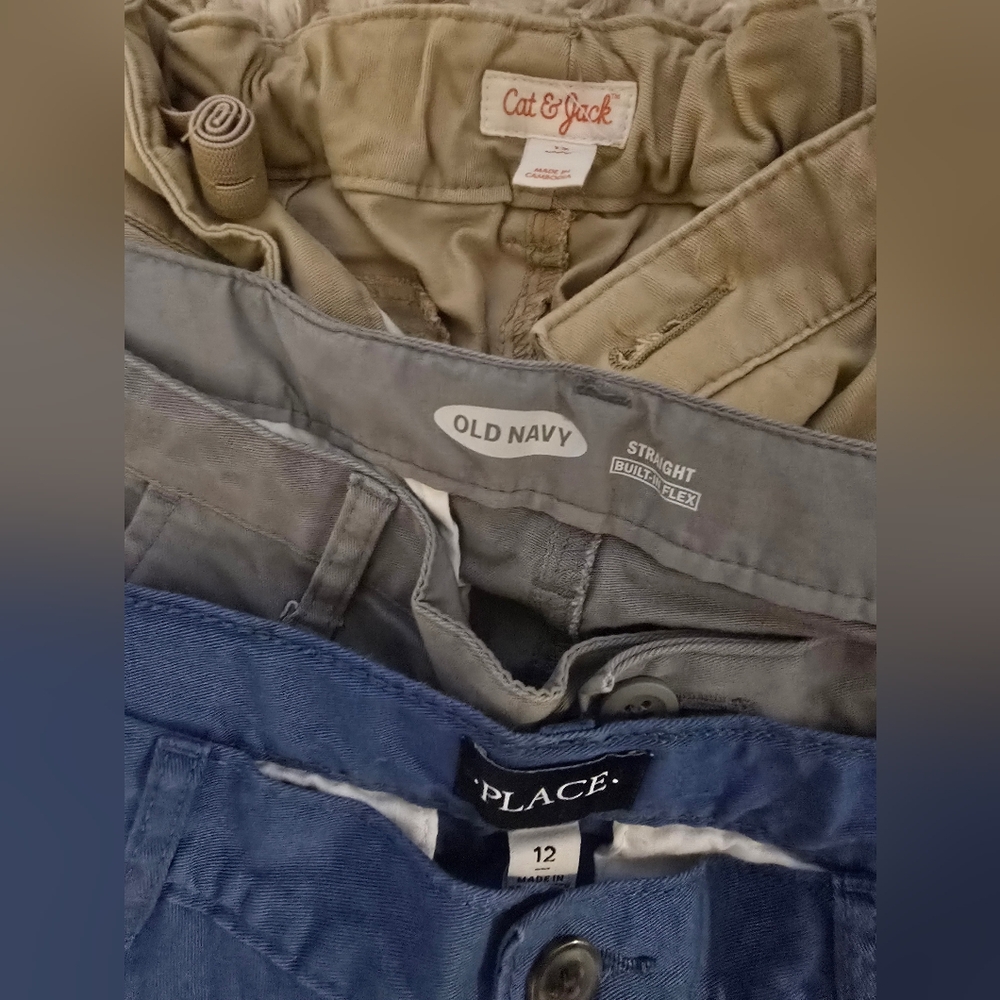 Bundle of Boys' Pants - Blue, Gray, Tan